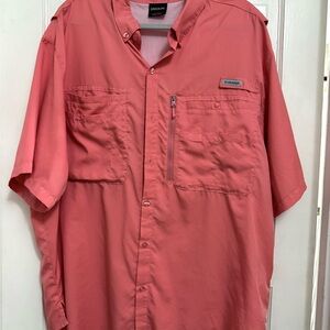 Men's Coral Button Down Fishing Shirt